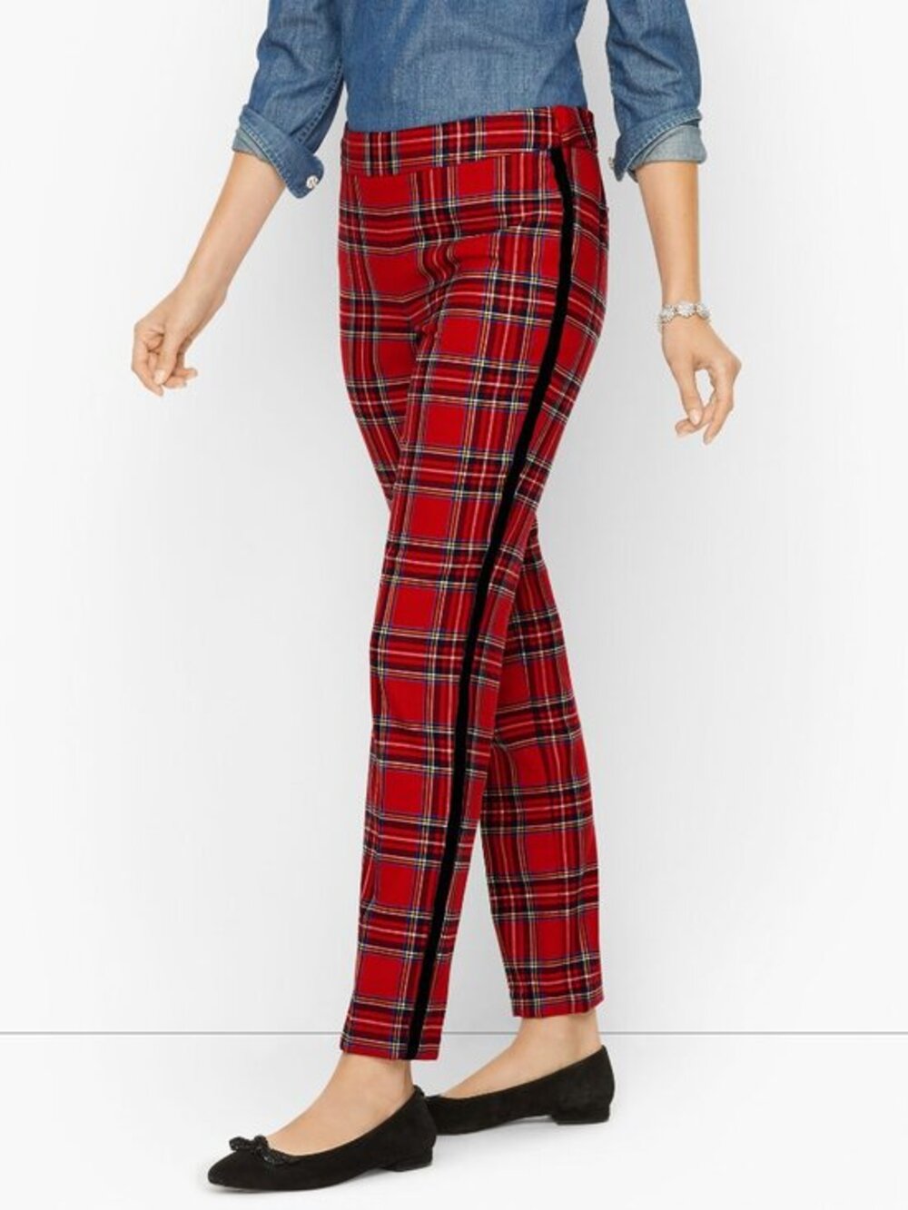 Talbots Slim Leg Pant in Mountain Red Plaid Holiday Festive Size 2 Petite NWT